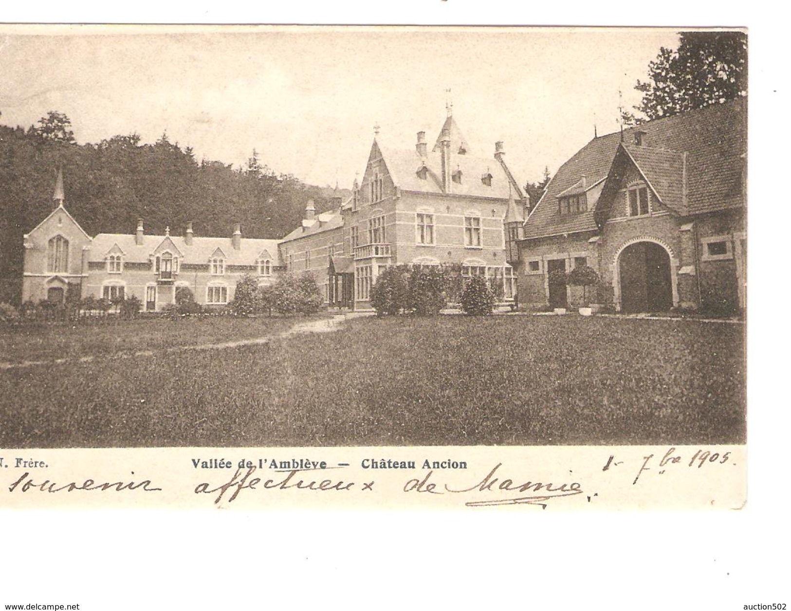 Belgique-België CP-PK Vallée De L'Amblève Château Ancion Verso C.Aywaille 1905 V.Engis C.d'arrivée PR4173 - Aywaille