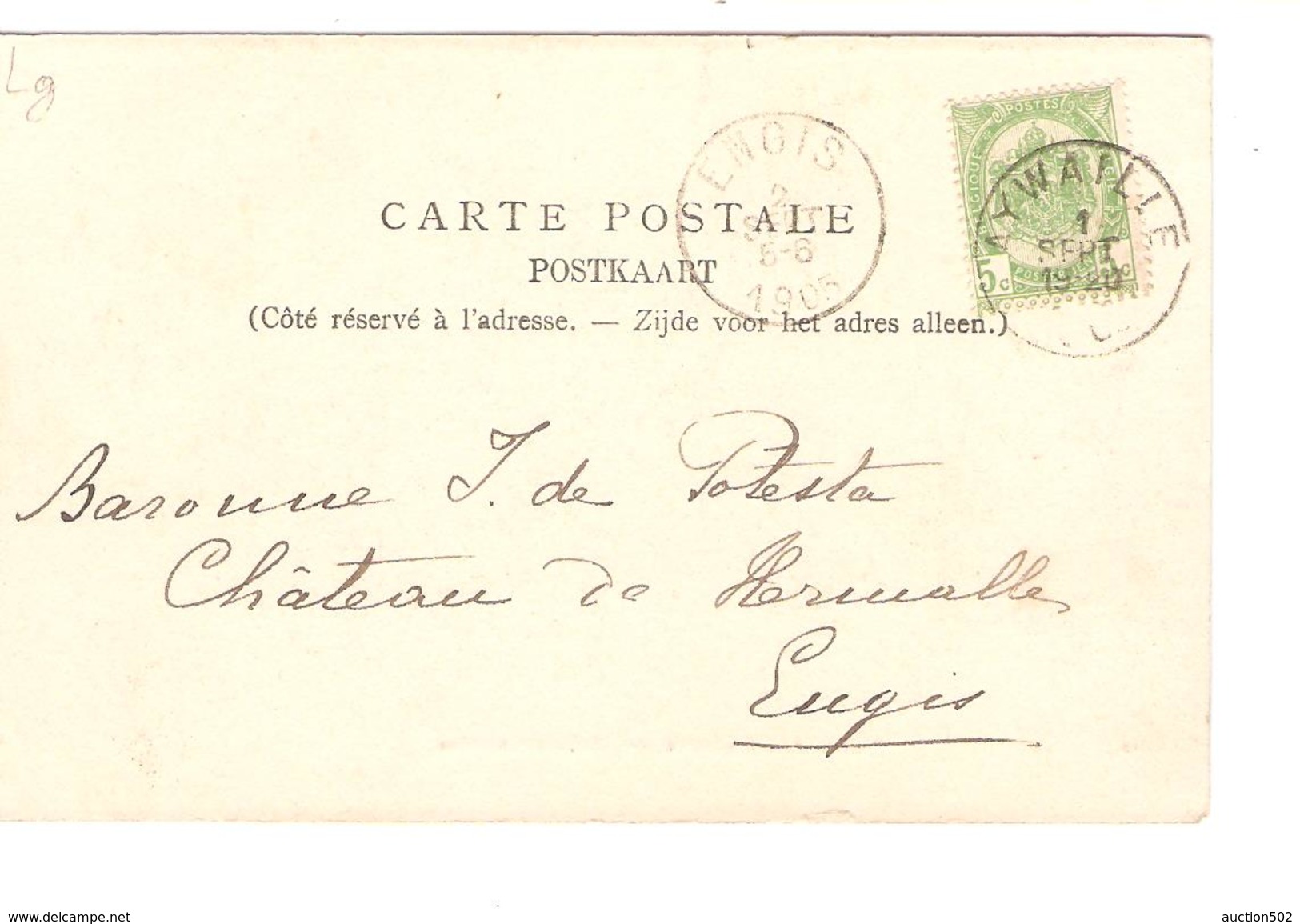 Belgique-België CP-PK Vallée De L'Amblève Château Ancion Verso C.Aywaille 1905 V.Engis C.d'arrivée PR4173 - Aywaille