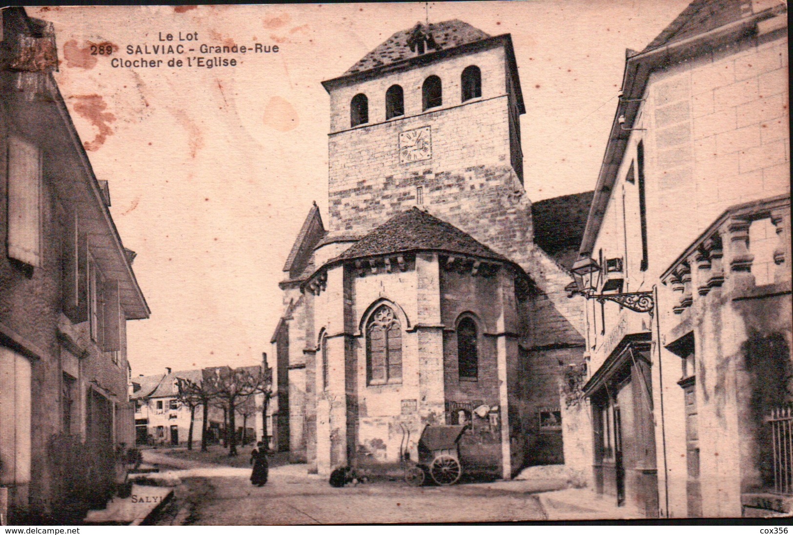 CPA 46 SALVIAC Grande Rue Clocher De L'Eglise - Salviac