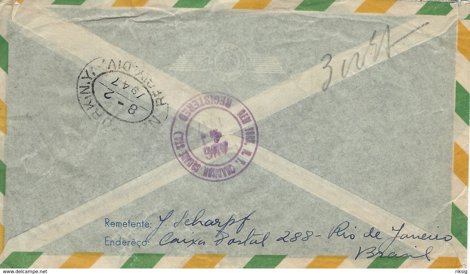 Brazil - Registered Cover Sent To United States 1947   H-1003 - Covers & Documents