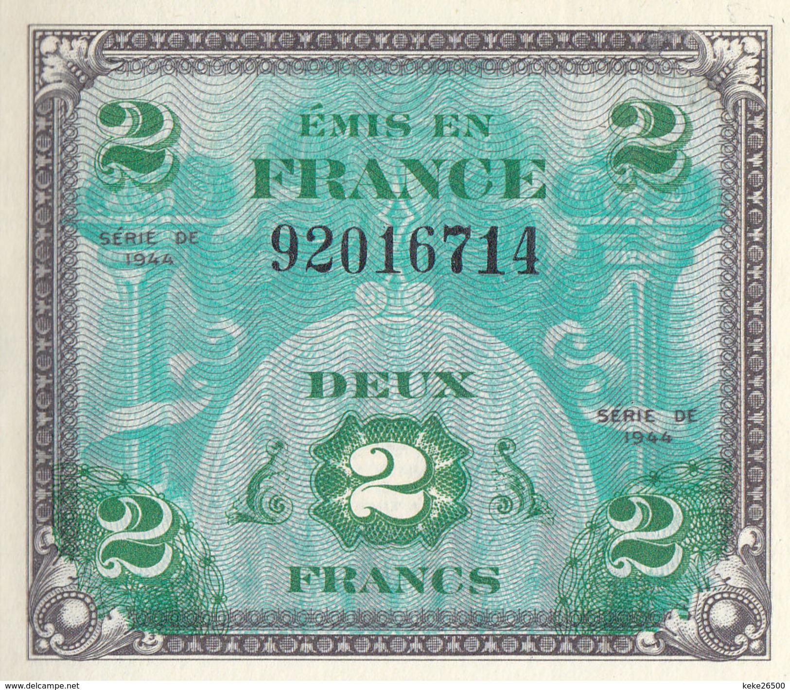 Billet 2 F 1944 Verso DRAPEAU FAY VF16.1 Sans Série NEUF - 1944 Bandiera/Francia