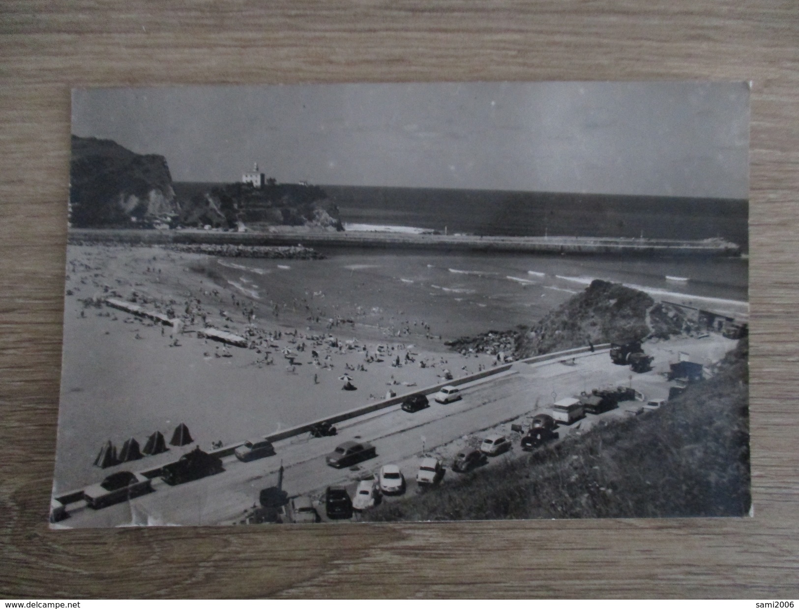 CPA PHOTO ESPAGNE ZUMAYA VUE PANORAMIQUE PLAGE VOITURES ANCIENNES - Autres & Non Classés