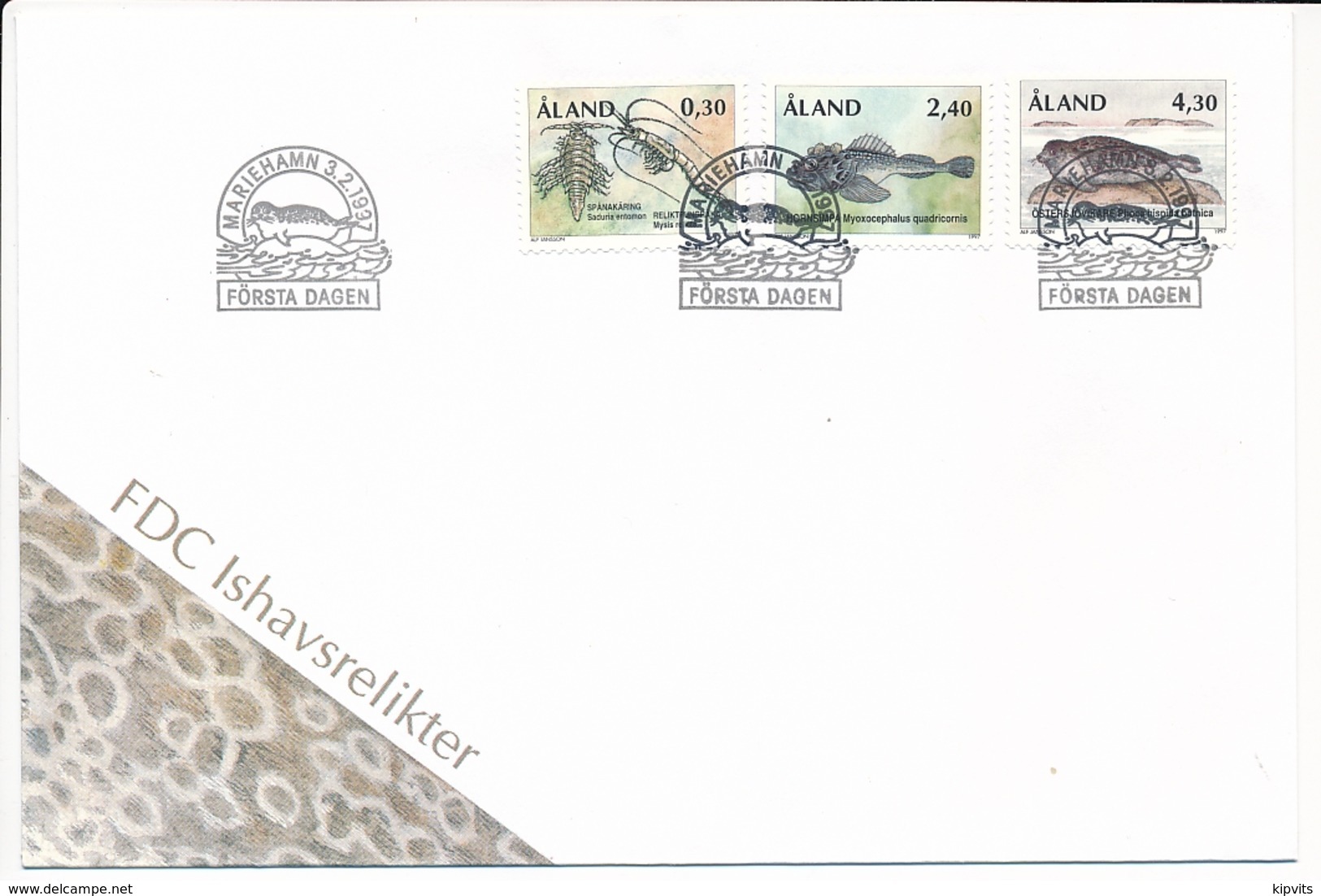 Mi 124-26 FDC / Relict Forms Of The Ice Age - 3 February 1997 - Aland