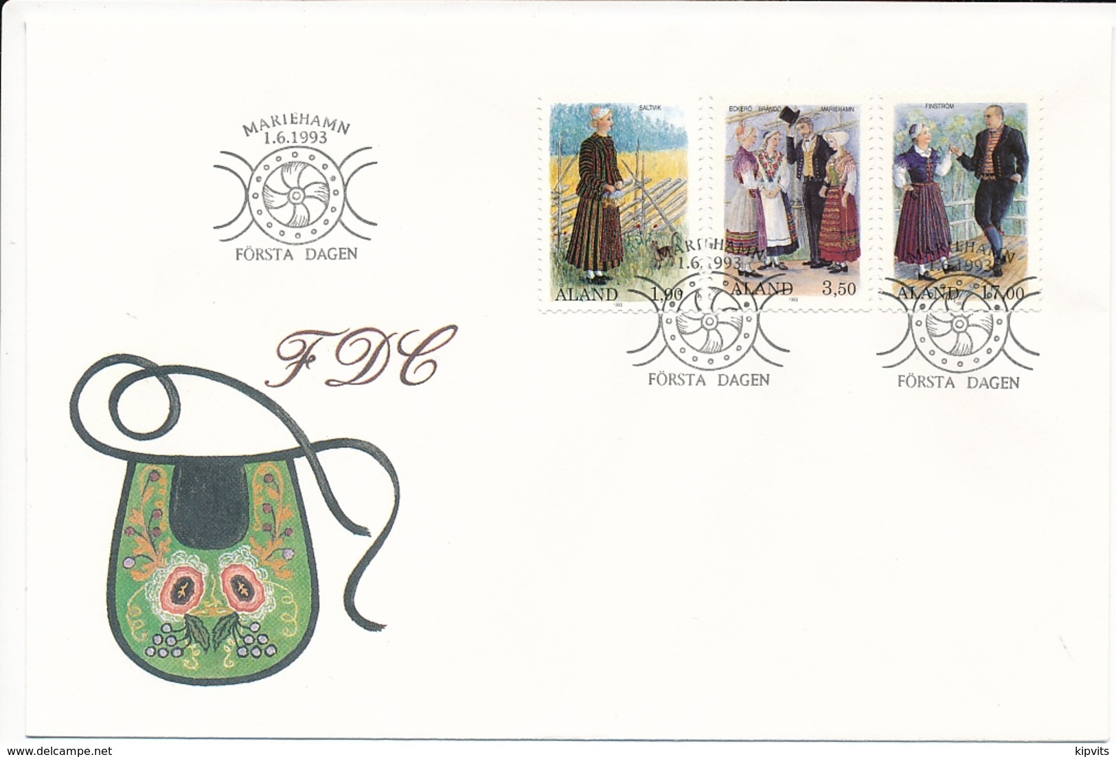 Mi 72-74 FDC / Costumes Volkstrachten - 1 June 1993 - Aland