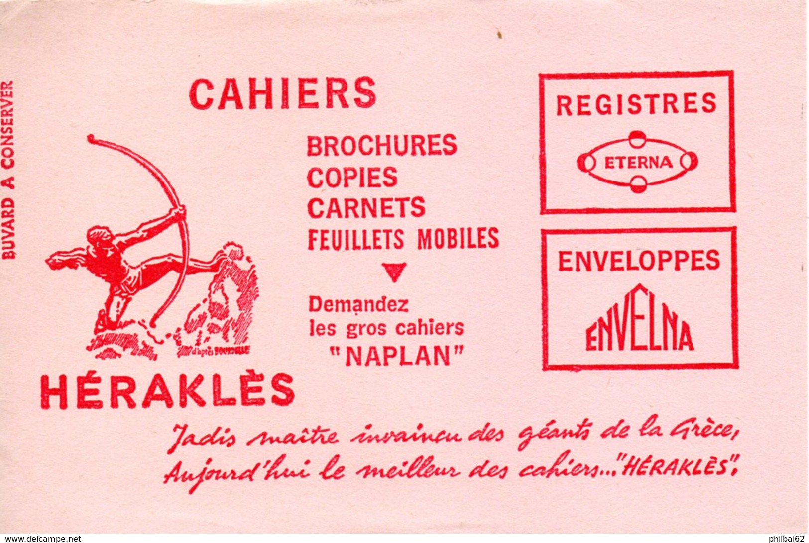 Buvard Héraklès, Brochures, Copies, Carnets, Feuilles, Enveloppes. Papeterie. - Stationeries (flat Articles)