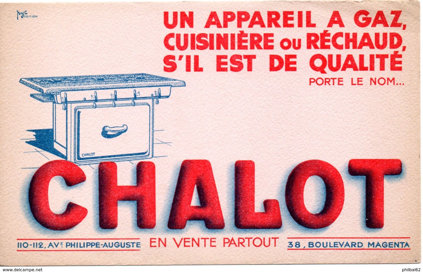 Buvard Chalot, Appareils à Gaz, Cuisinière Ou Réchaud. - Electricité & Gaz