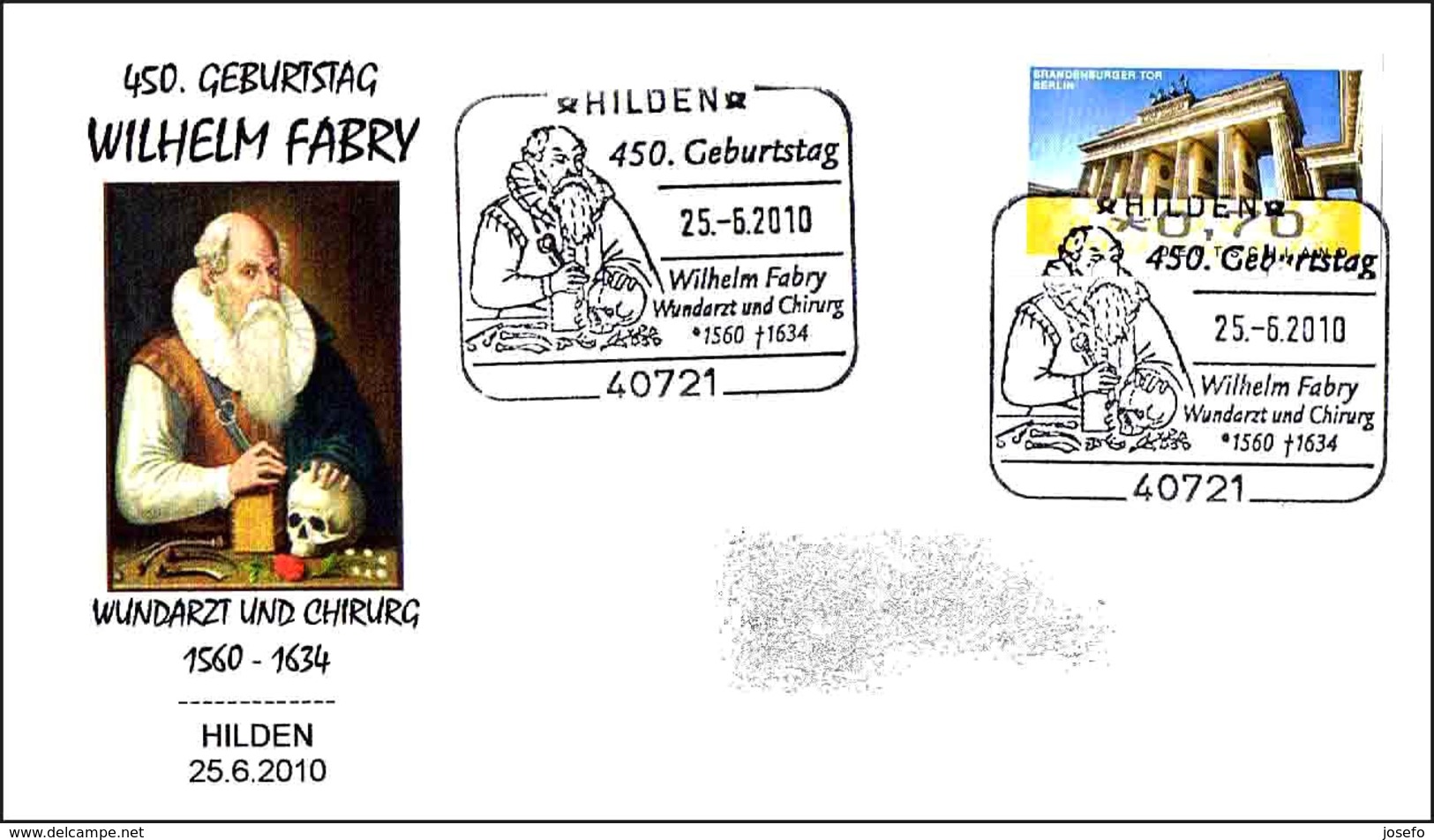 450 ANIV. WILHELM FABRY, Cirujano - Surgeon. Hilden 2010 - Medizin