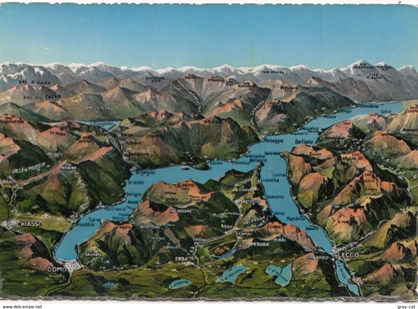 Panorama Del Lago Di Como, Map, Unused Postcard [19599] - Como