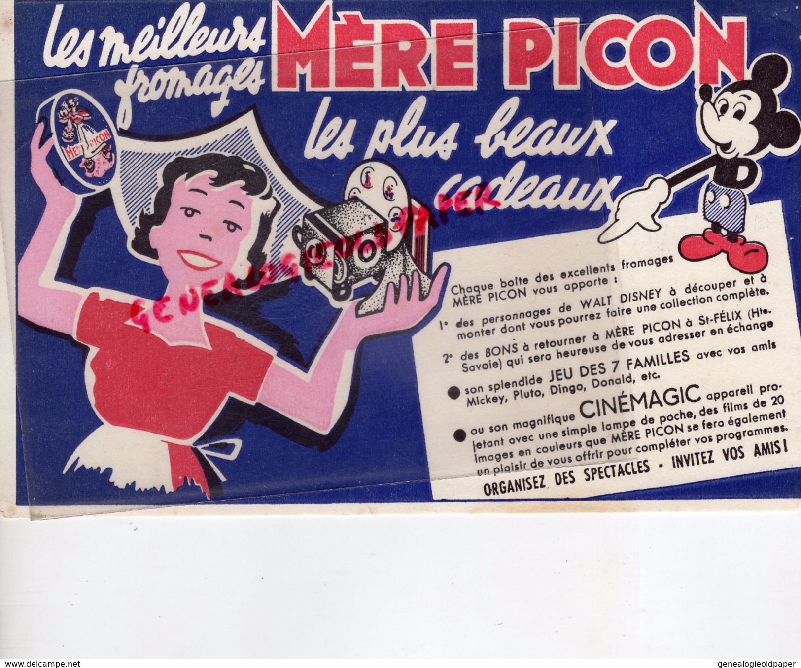 74 - ST SAINT FELIX- BUVARD FROMAGERIES PICON - FROMAGE - CINEMAGIC WALT DISNEY - MICKEY- CINEMA - Levensmiddelen