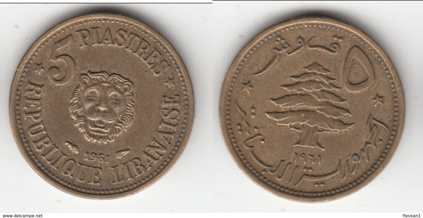 **** LIBAN - LEBANON - 5 PIASTRES 1961 - LION **** EN ACHAT IMMEDIAT !!! - Líbano