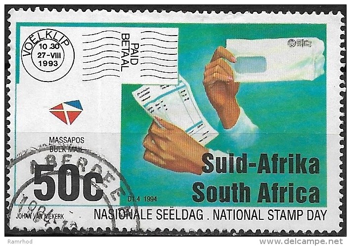 SOUTH AFRICA 1994 National Stamp Day - 50c Hands Holding Invoice And Bulk Mail Envelope FU - Used Stamps