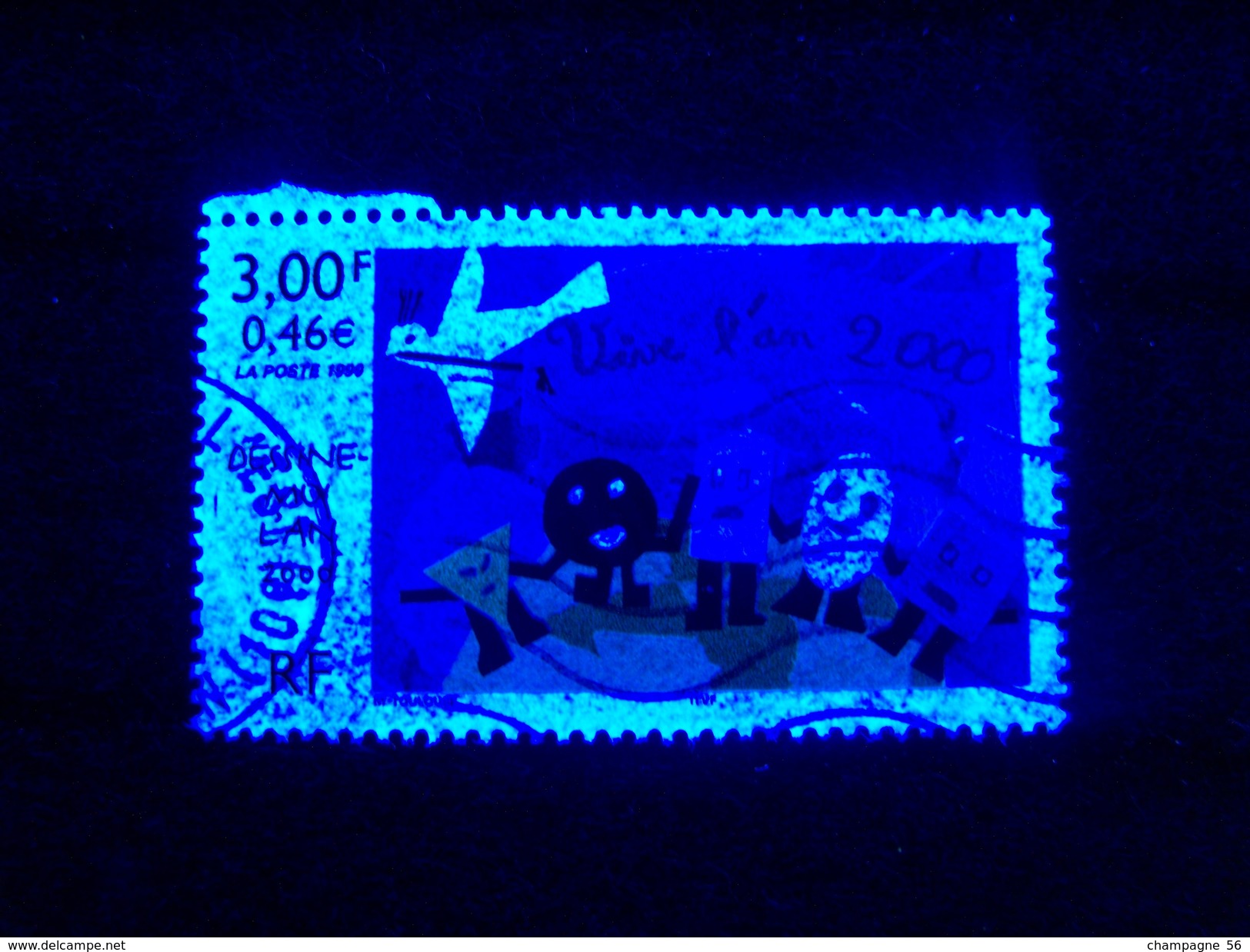 VARIÉTÉS FRANCE  1999  N° 3260  OEUVRE DE MORGANE TOULOUSE 9 ANS  PHOSPHORESCENTE OBLITÉRÉ YVERT TELLIER 0.60 € - Used Stamps