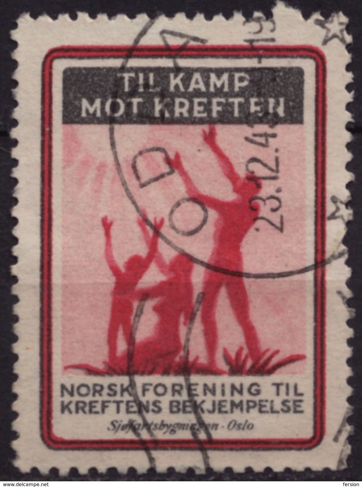 Norwegian Cancer Society - 1943 NORWAY - Used LABEL CINDERELLA VIGNETTE / CHARITY STAMP - Medizin