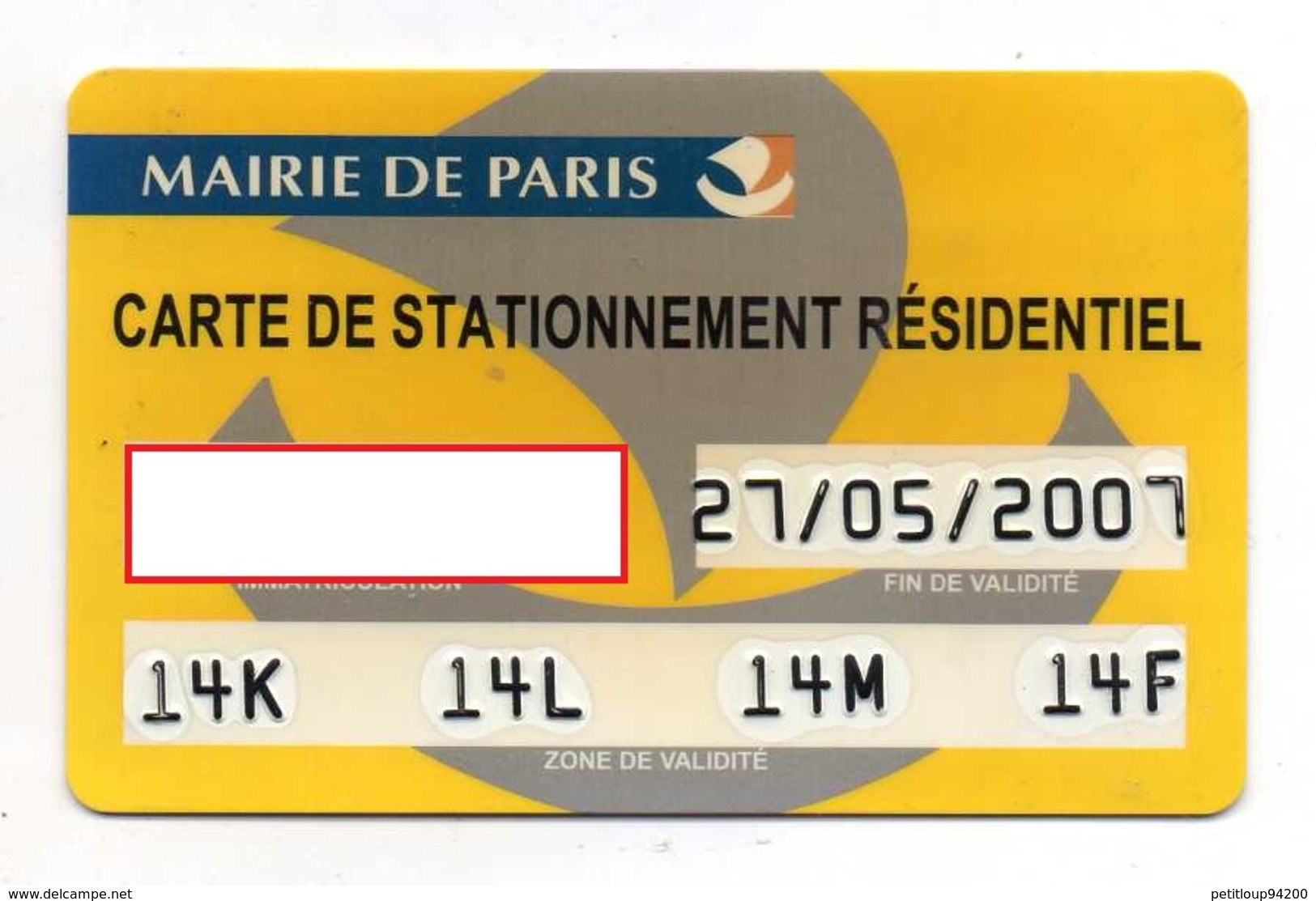 CARTE DE STATIONNEMENT RESIDENTIEL  Mairie De Paris - Cartes De Stationnement, PIAF