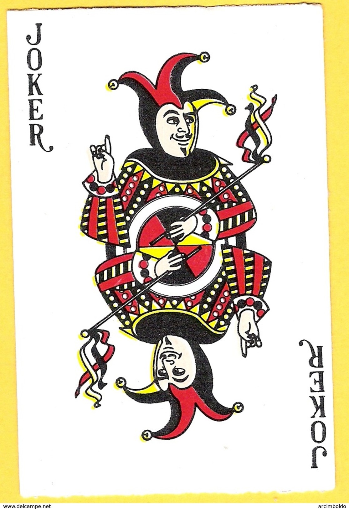 Joker Avec Sceptre Et Index Vers Le Haut - Lettres Noires - Cartes à Jouer Classiques