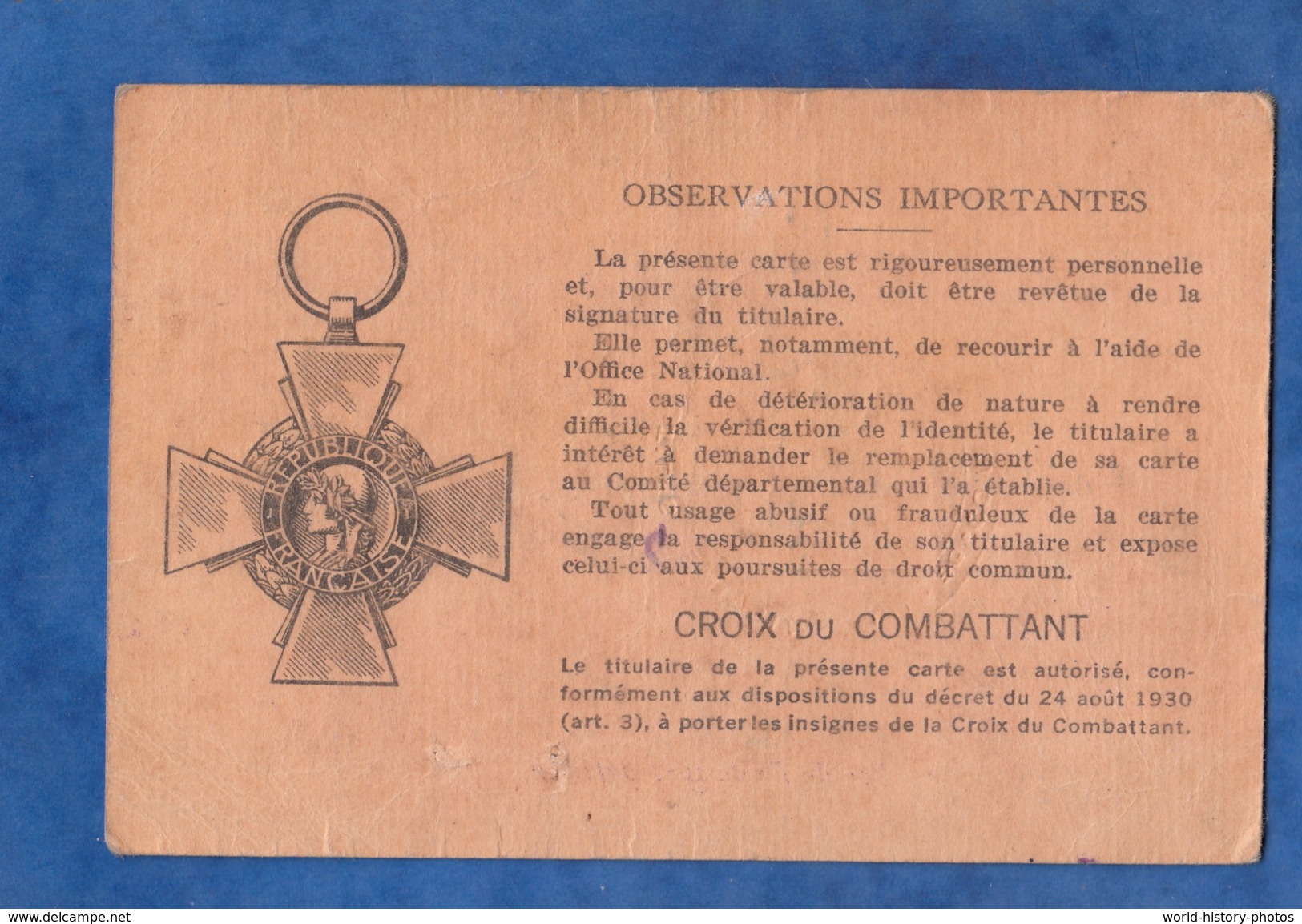 Carte Du Combattant - LA GUERCHE De BRETAGNE - Jean Marie BETIN Né à Domalain - Fait à Rennes En 1934 - Poilu Ww1 - Non Classés