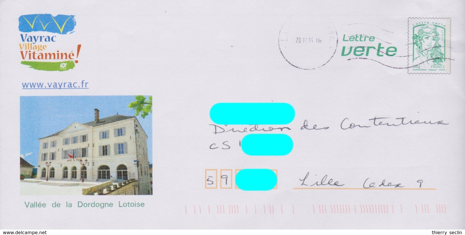 PAP Ciappa Lettre Verte Repiqué: Vayrac (46): Hôtel De Ville :AyantVoyagé - PAP: Sonstige (1995-...)