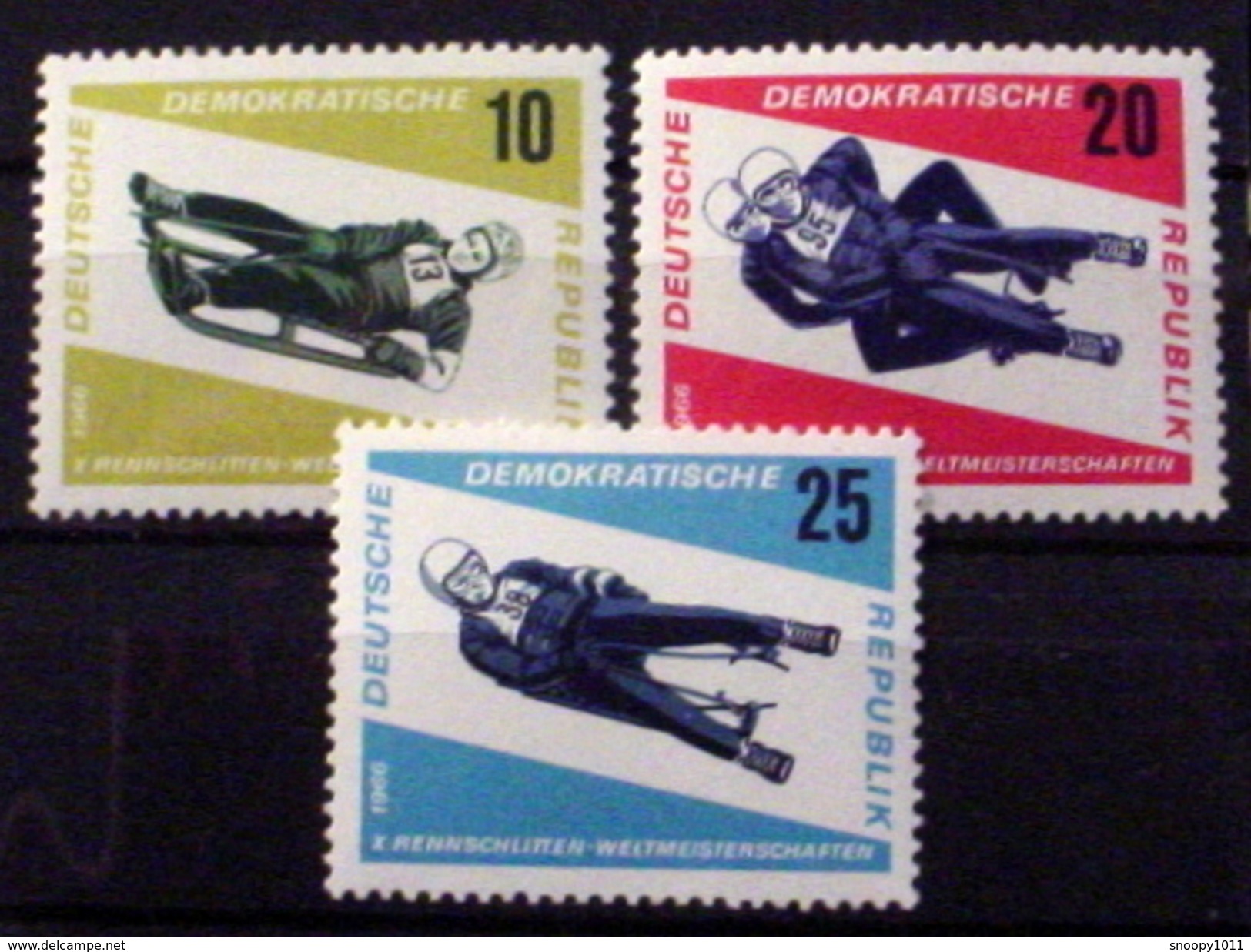 GERMAN DEMOCRATIC REPUBLIC #808-810.  10th Tobogganing Championships.  MNH (**) - Unused Stamps