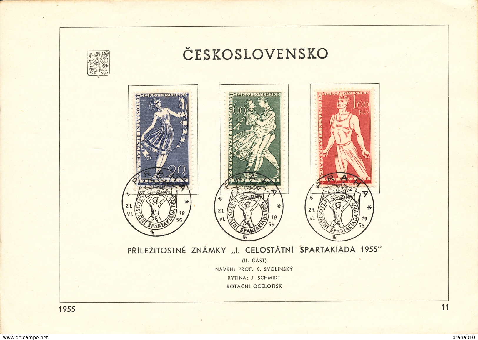 Czechoslovakia / First Day Sheet (1955/11) Praha (1h):  I. Spartakiads In Czechoslovakia (sport, Dance ...) - Tanz