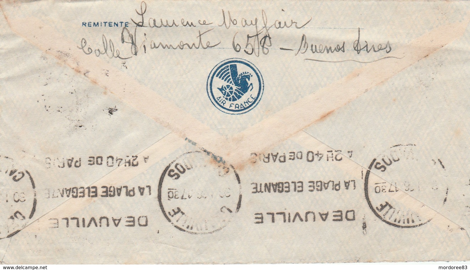 ARGENTINE LETTRE BUENOS AIRES VIA AERA 1936 POUR DEAUVILLE -   TDA105 - Lettres & Documents