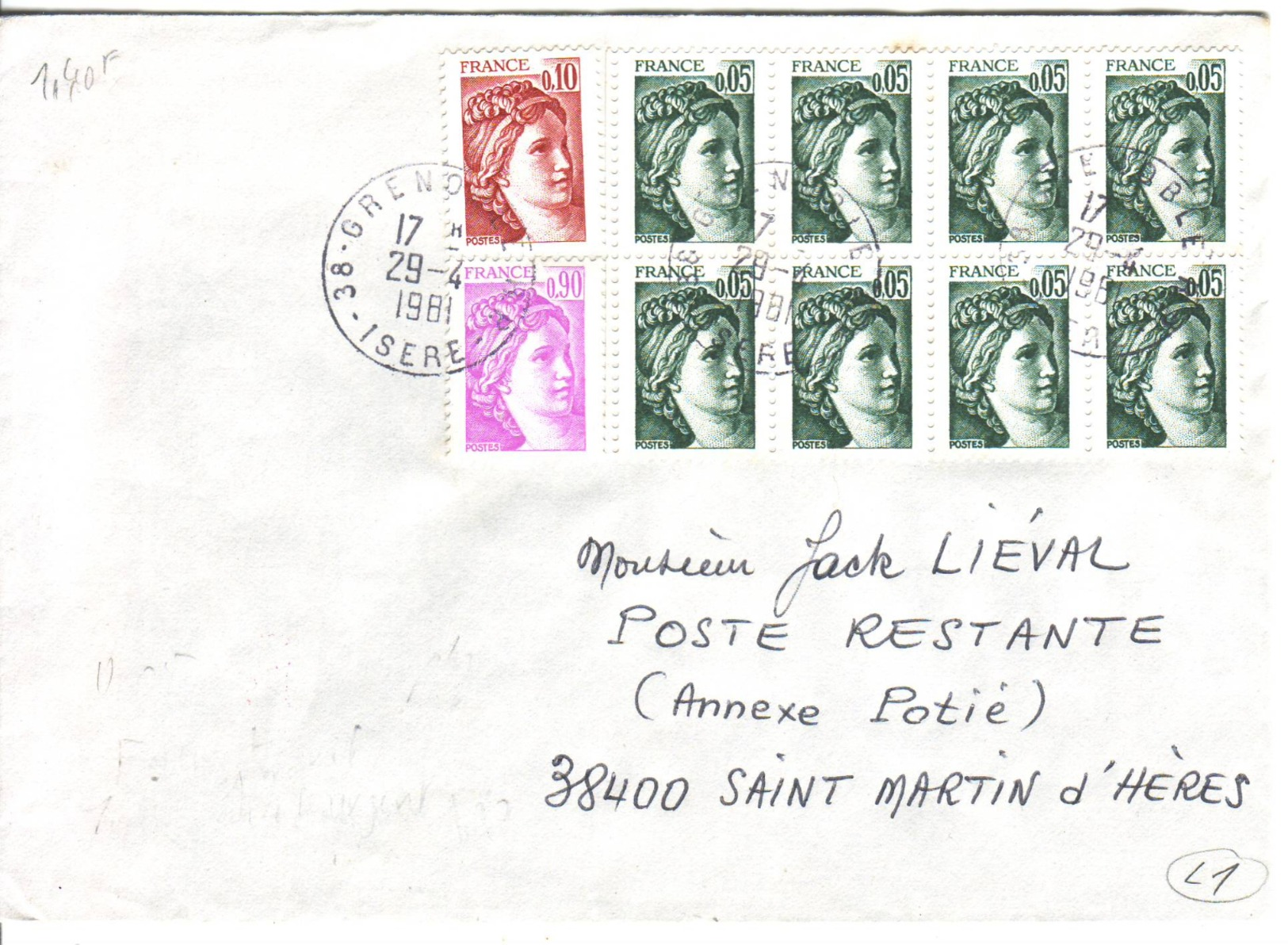 TYPe Sabine De Gandon Sur Lettre  Poste Restante /384 - 1961-....