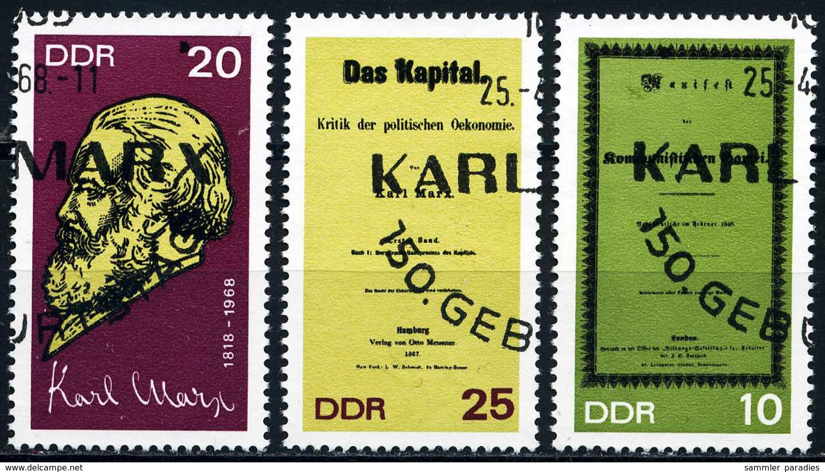 DDR - Michel 1365 A / 1367 A Einzeln - OO Gestempelt (A) - Karl Marx - Gebraucht