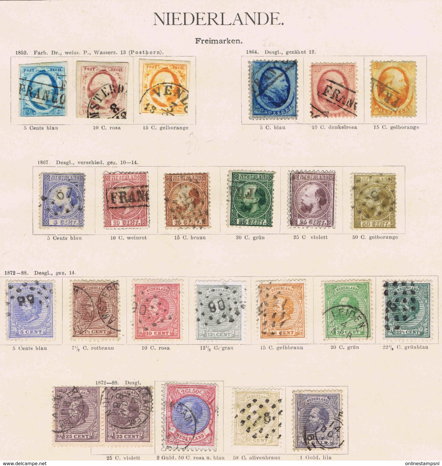 Netherlands: Classic Collection Starts 1852 Used On Album Pages Cat Value NVPH 2017 Approx. 2700 Euro - Verzamelingen