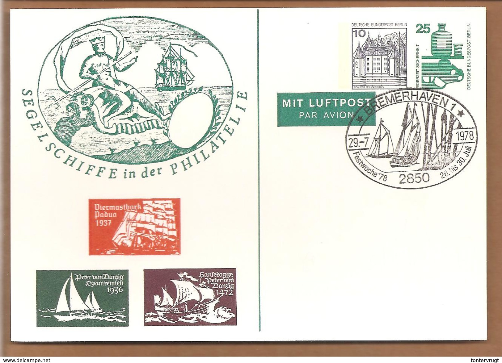 Berlin PP Segelschiffe In Der Philatelie. Bremerhaven Sstpl 1978 - Private Postcards - Used