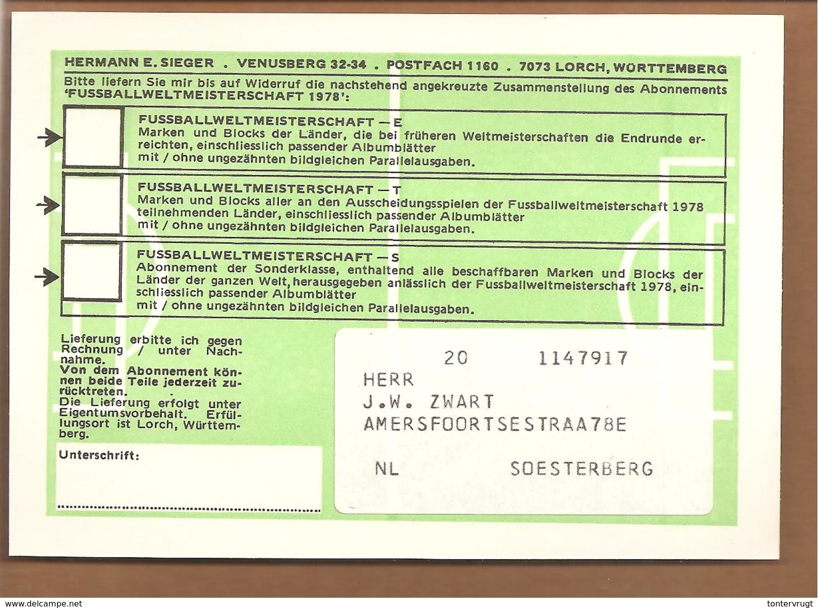 Berlin PP Hermann E.Sieger. Fussballweltmeisterschaft 1978 - Privatpostkarten - Ungebraucht