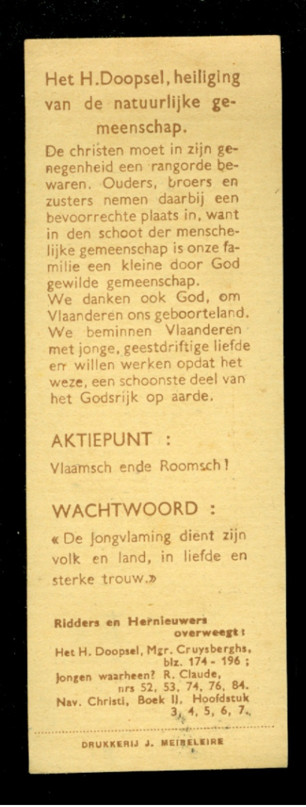 Devotieprentje ( B 148 )   Jeugdbeweging K.S.A. Jong - Vlaanderen 1944  - - Images Religieuses