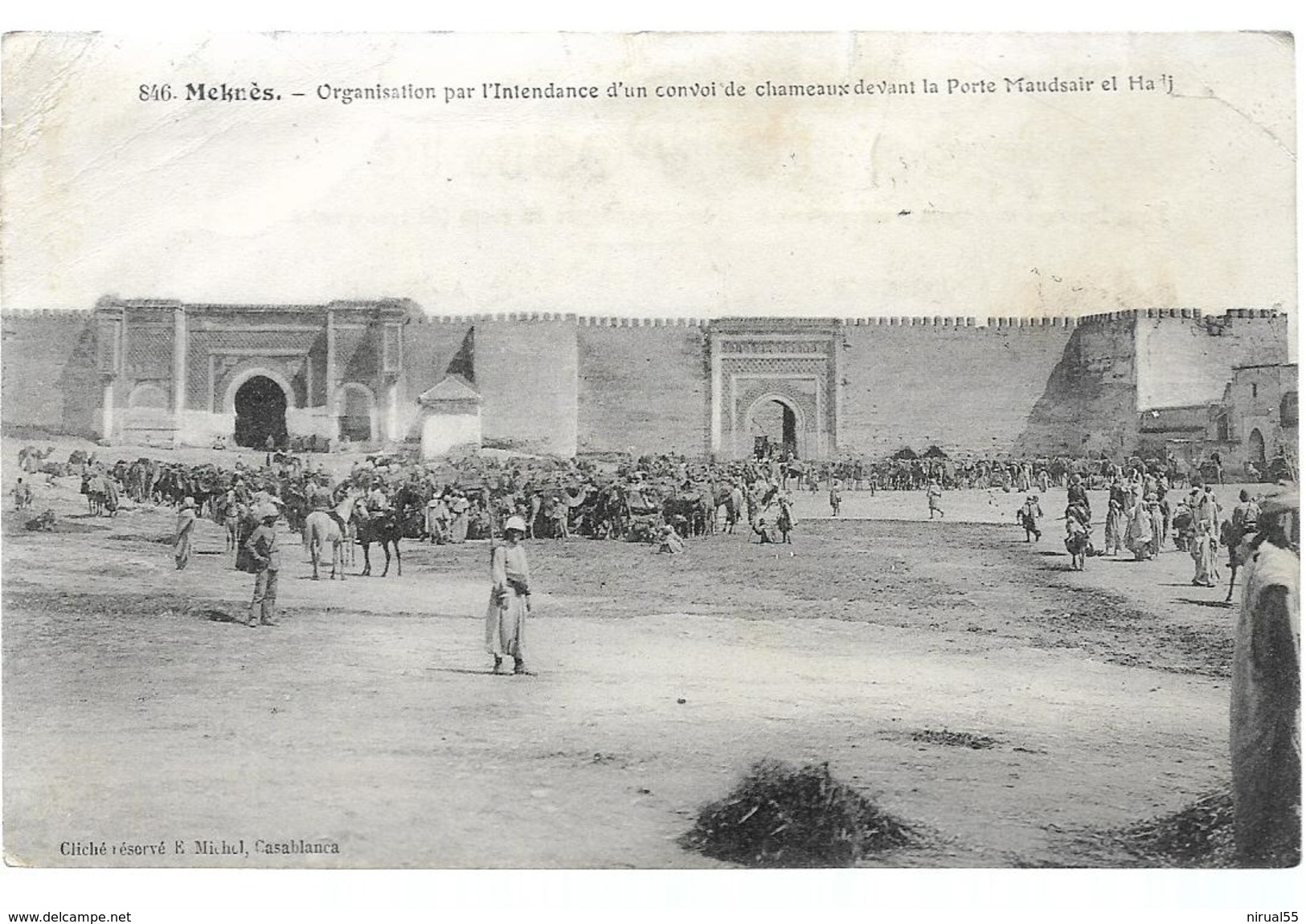 Maroc MEKNES Organisation Par L'Intendance D'un Convoi De Chameaux Devant La Porte Maudsair El Hadj....G - Meknès