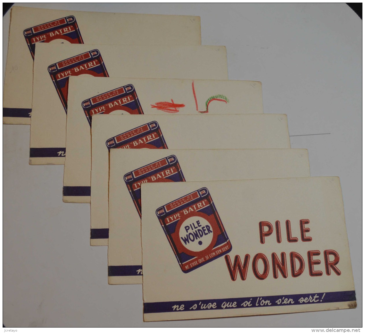 Lot De 6 Buvards : Pile Wonder - Batterien