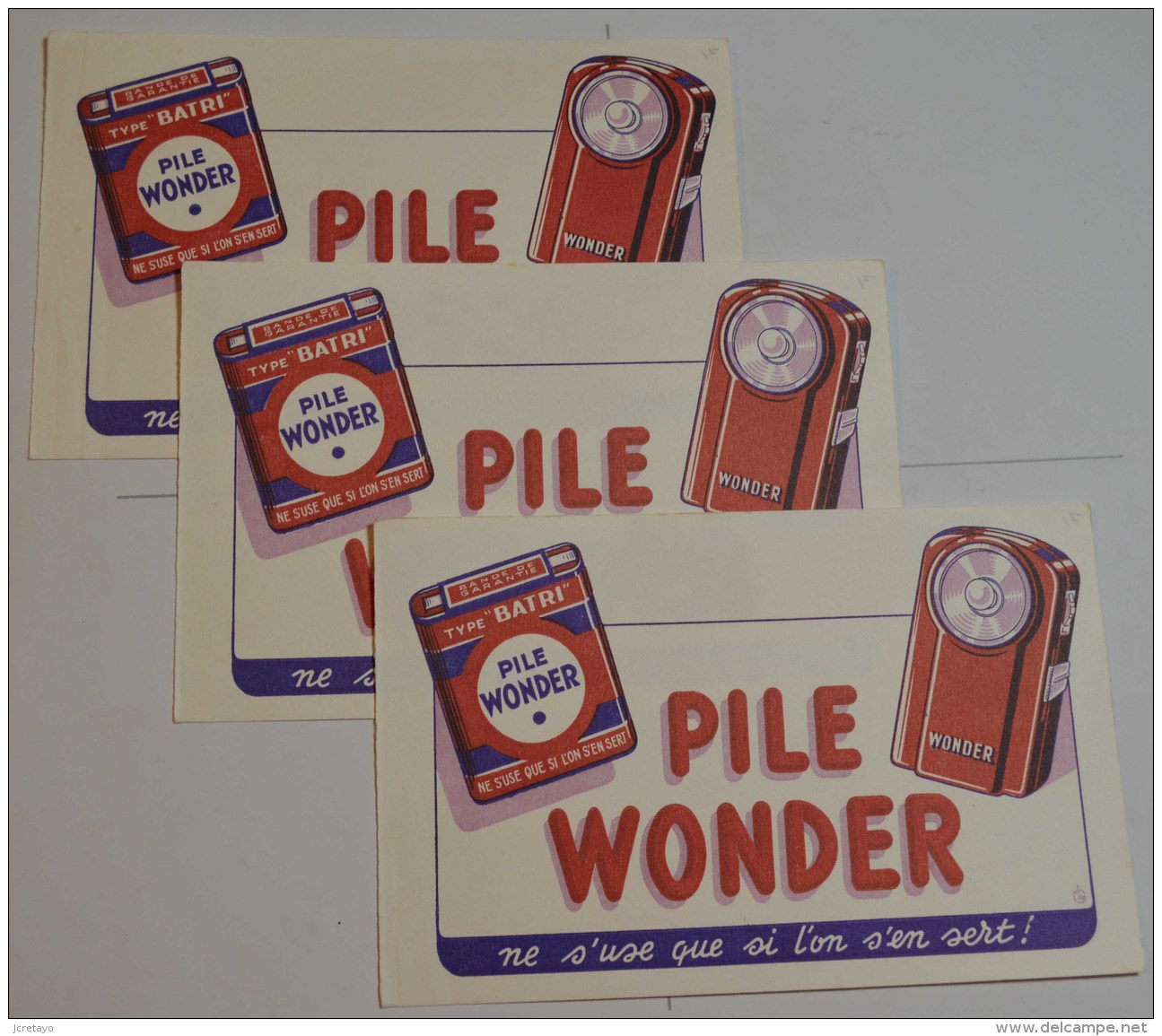 Lot De 3 Buvards : Pile Wonder - Batterie