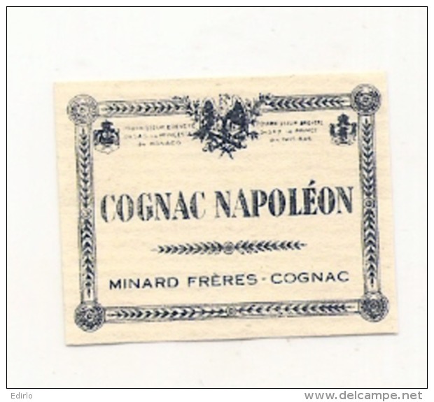 étiquette -  1900/1930 - Mini étiquette Mignonette - Flask - Distillerie  MINARD  COGNAC  Napoléon - Whisky