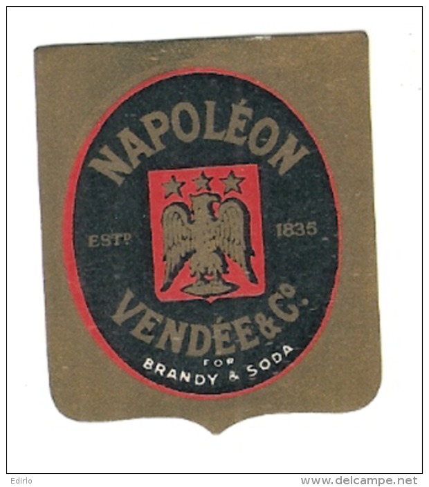étiquette -  1900/1930 - Mini étiquette Mignonette - Flask - Distillerie Vendée BRANDY  Napoléon - Whisky