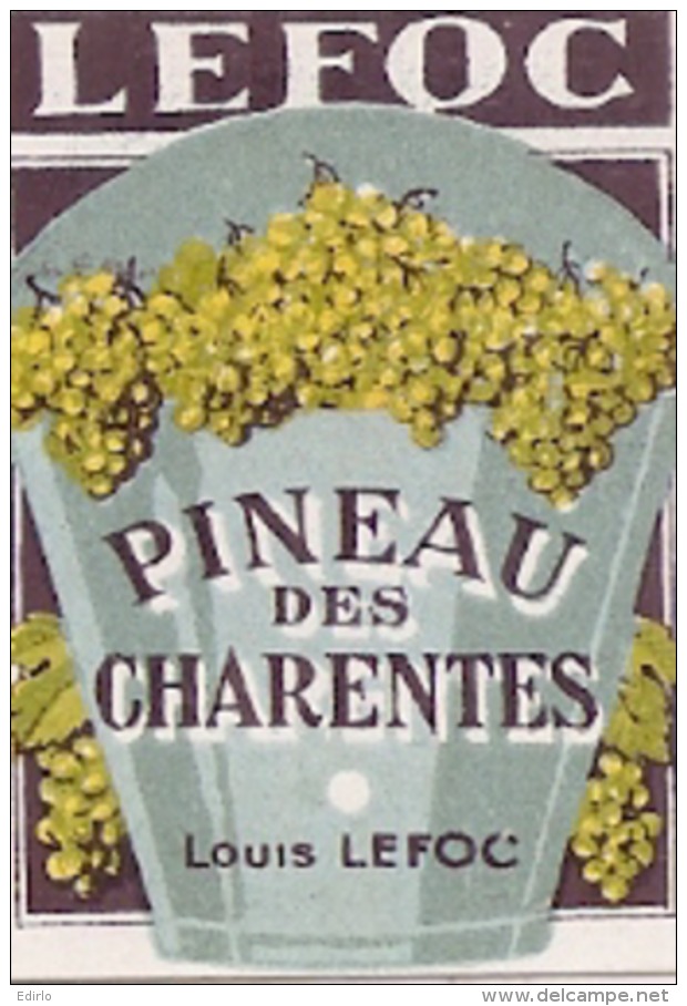 étiquette -  1900/1930 - Mini étiquette Mignonette - Flask - COGNAC Pineau Des Charentes LEFOC-   - 5cm - Whisky
