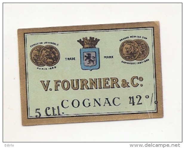 étiquette -  1900/1960 - Mini étiquette Mignonette - Flask - COGNAC FOURNIER Parafinée  -  Parafinée - 5cm - Whisky