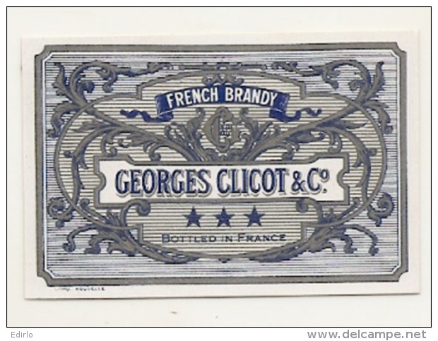 étiquette -  1900/1960 - Mini étiquette Mignonette - Flask - COGNAC - BRANDY Georges CLICOT  - 5cm - Whisky