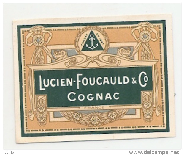 étiquette -  1900/1940 - Mini étiquette Mignonette - Flask - COGNAC  Lucien Foucault  - 5cm - Whisky