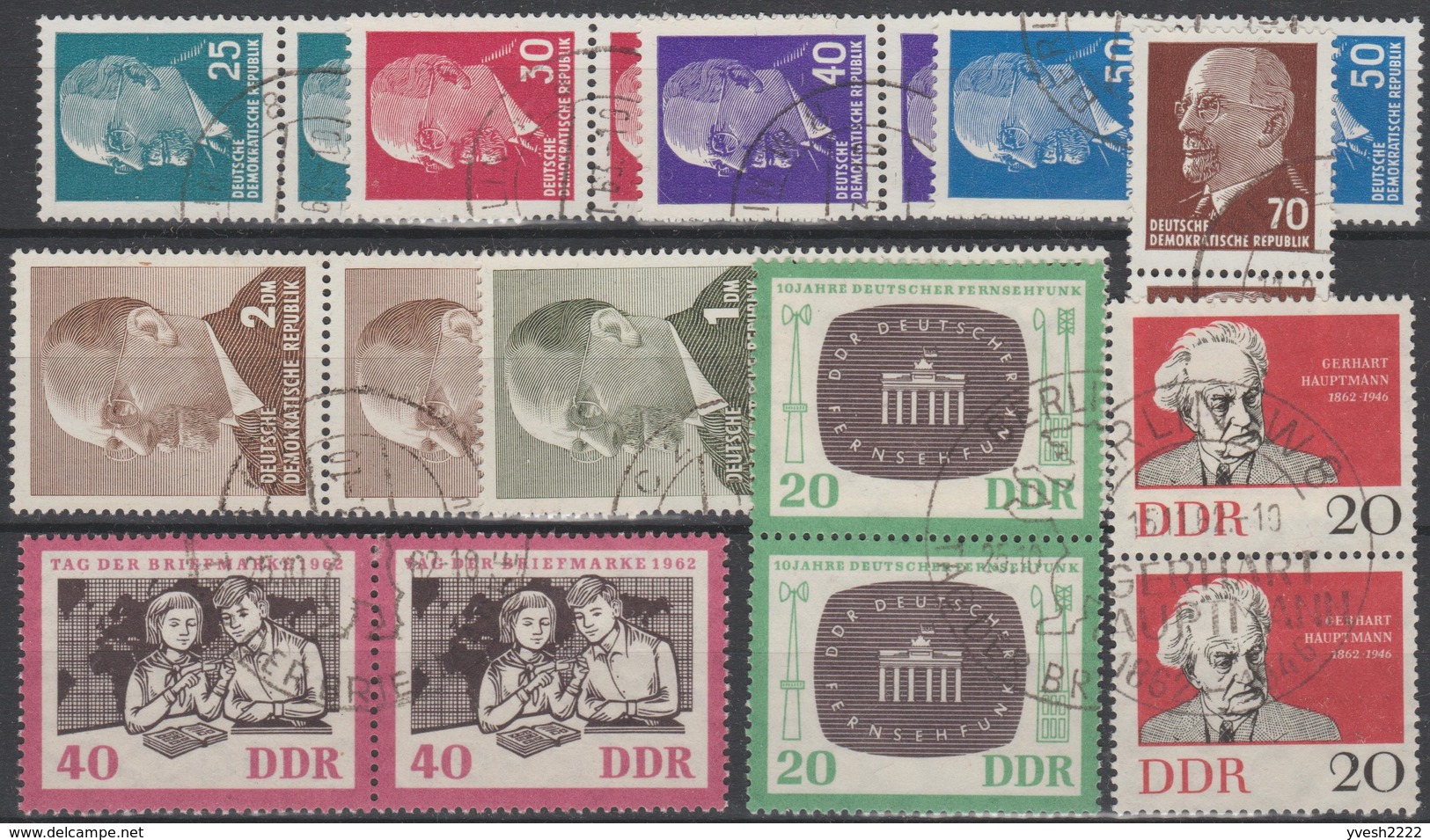 DDR 1961 Et 1962 Y&T 635/6 Michel 923/4 Paires Oblitérées. Journée Du Timbre + 637, 564A, 564B, 564C 564D 564E 564F 564G - Gebraucht