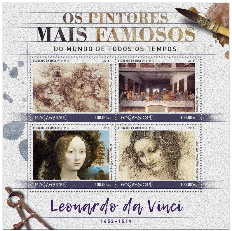 Mozambique 2017 Leonardo Da Vinci Paintings Painter S/S MOZ16525a - Otros & Sin Clasificación