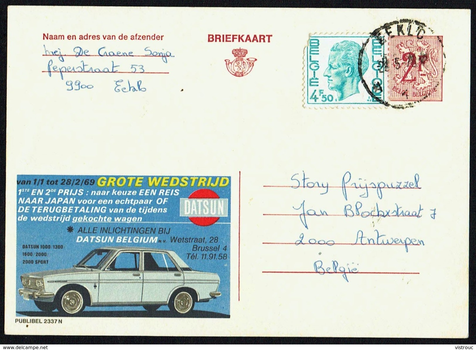 CP Public. N° 2337 - " Grote Wedstrijd - DATSUN " -  Circulé - Used - Gelaufen - 1975. - Publibels