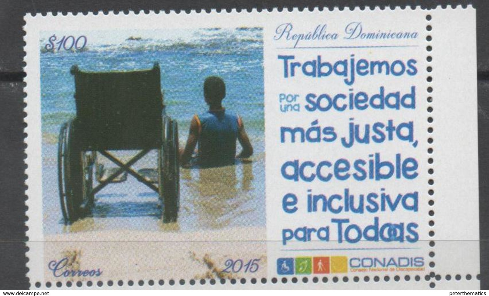 DOMINICAN REPUBLIC , 2015, MNH, DISABLED PEOPLE, HEALTH, JUST AND INCLUSIVE SOCIETY,1v - Otros & Sin Clasificación