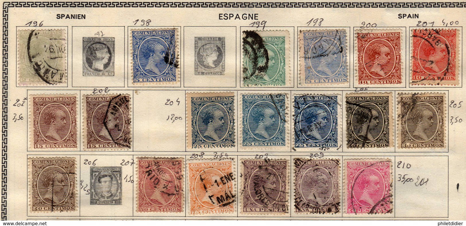 ESPAGNE LOT ENTRE 196 ET 210 - Used Stamps