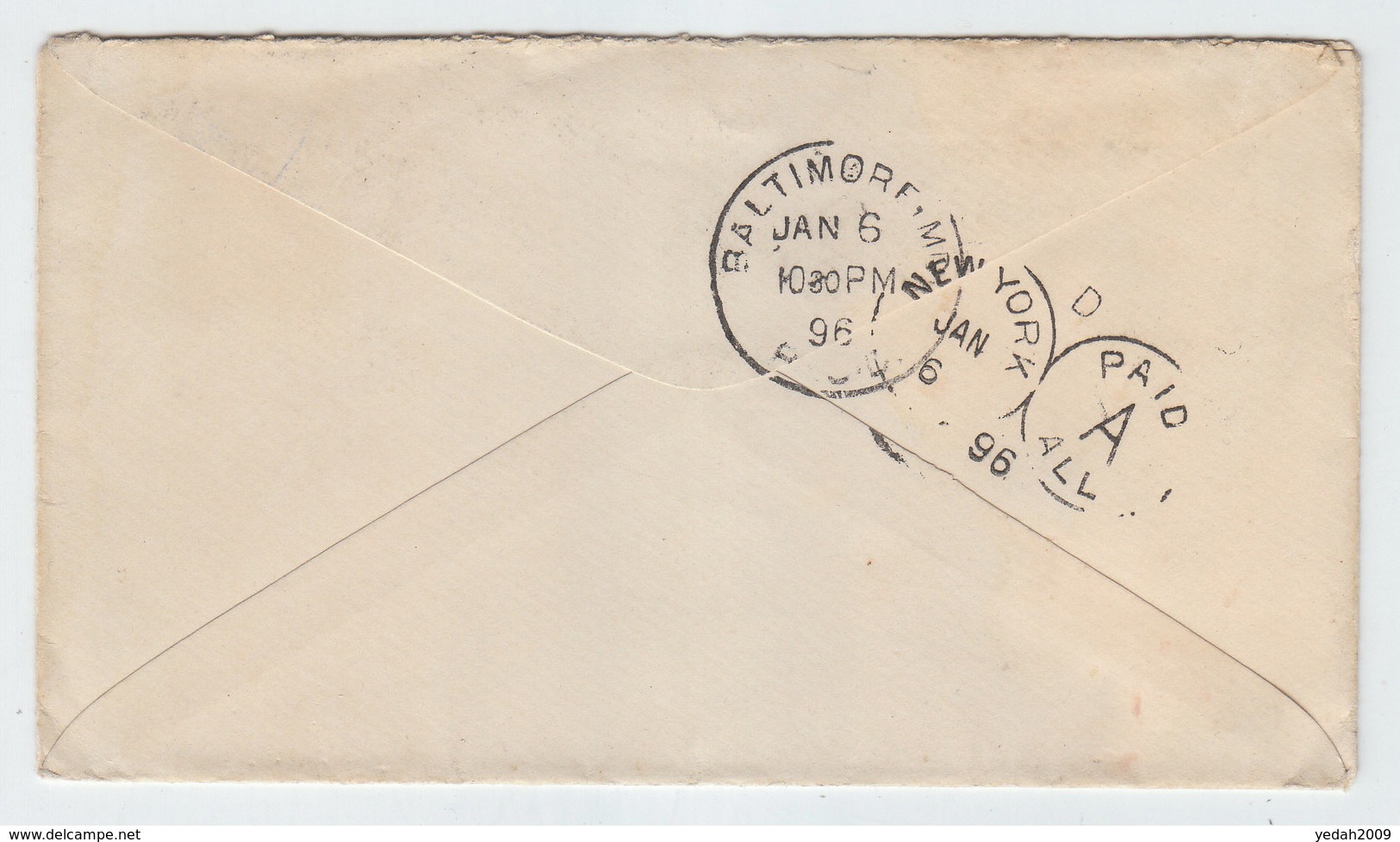 Bermuda/USA Baltimore SHIP POST PER ORINACO COVER 1896 - Bermuda