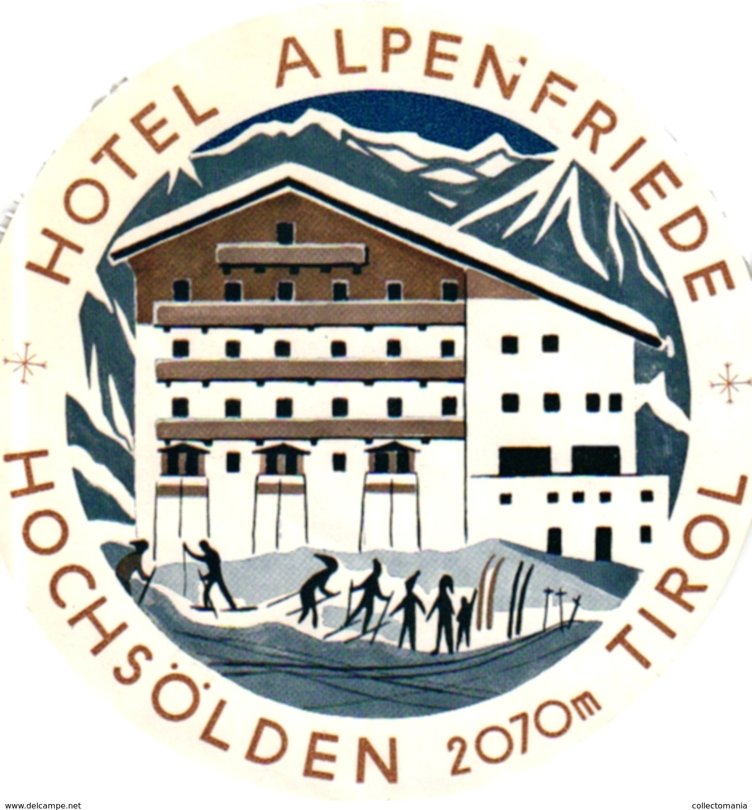 1Hotel Label Etiquette De Voyage Luggage Label Skifahren Ski Hotel Alpenfriede HOCHSOLDEN Tirol - Etiquettes D'hotels