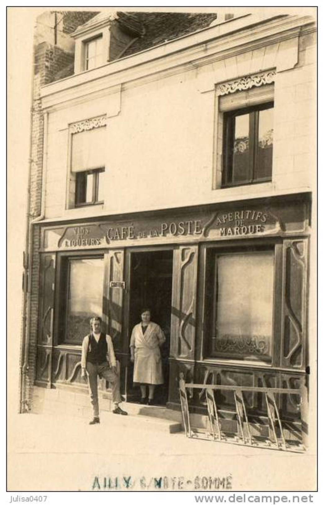 AILLY SUR NOYE (80) Carte Photo Devanture Café De La Poste - Ailly Sur Noye