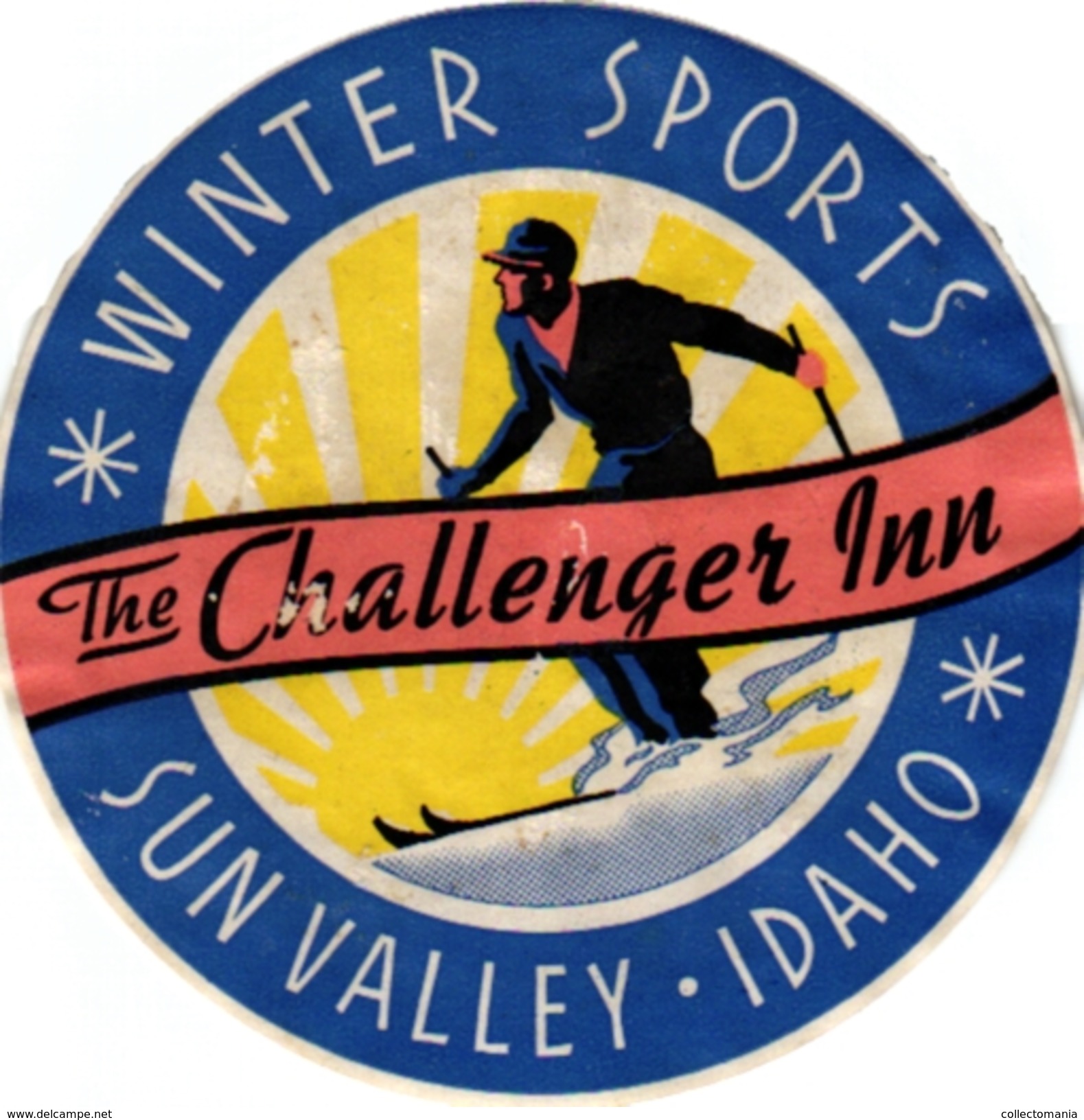 1Hotel Label Etiquette De Voyage Luggage Label Skifahren Ski  Winter Sports The Chalenger Inn Sun Valley Idaho USA - Hotel Labels