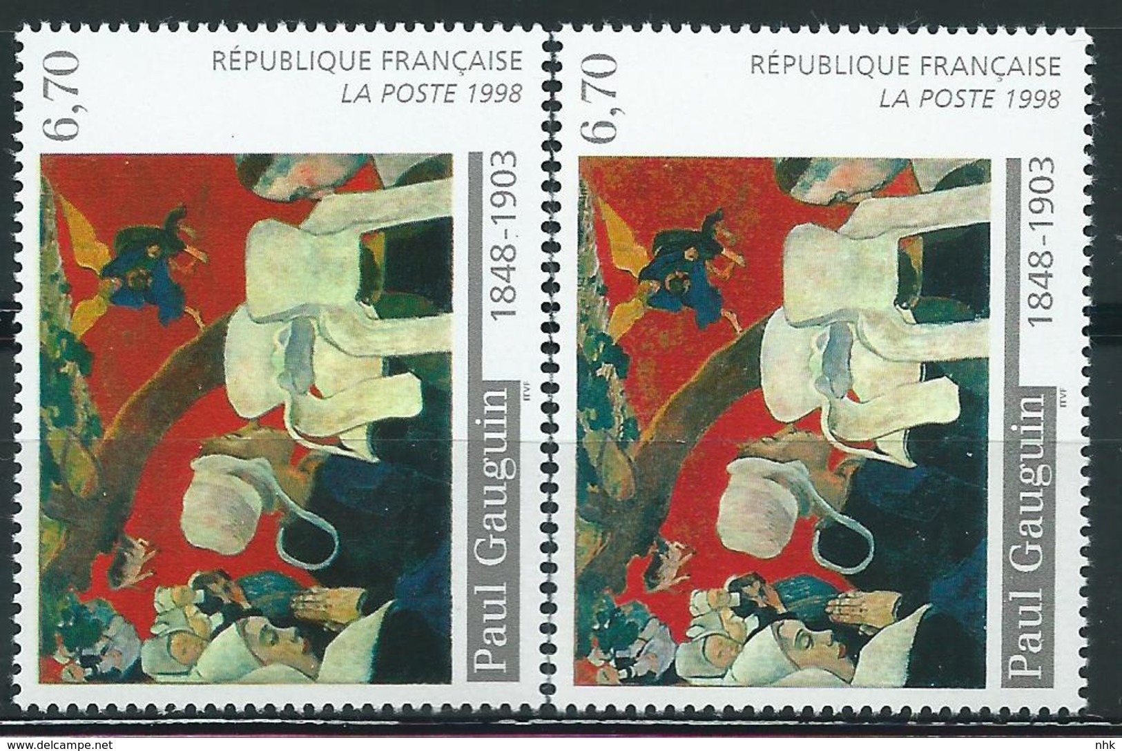 Variété : N° 3206 Gauguin Coiffes Blanches Au Lieu De Verdâtre + Normal ** - Ongebruikt
