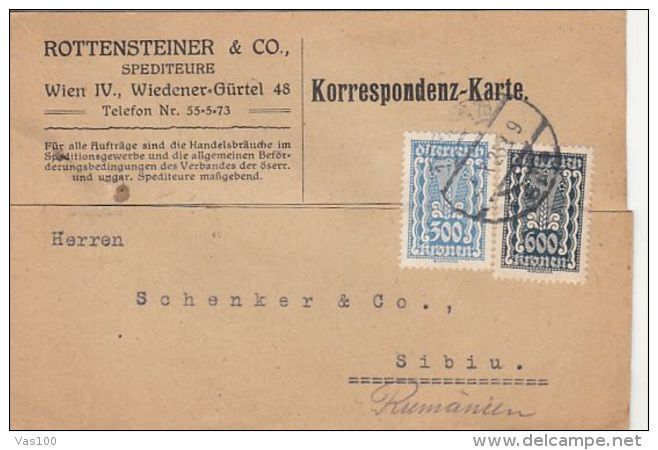 GRAINS, STAMPS ON POSTCARD, 1923, AUSTRIA - Briefe U. Dokumente